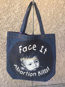 Anti-abortion jean tote bag