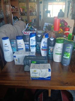 Men's hygiene head and shoulders ,dove , axe , aveeno, 2 in 1 shampoo  bodywash and bar soap