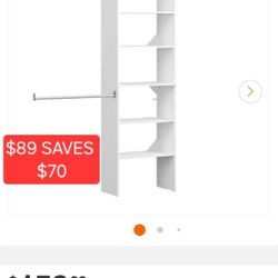 ✨️ ClosetMaid Style+ 84 in. W - 120 in. W White Tower Wall Mount 6-Shelf Wood Closet System w2364