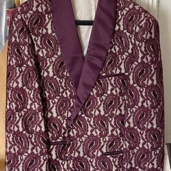 Mens Burgundy Insomnia XL Blazer & Bowtie