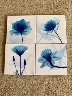 Set of 4 canvas flowers wall arts