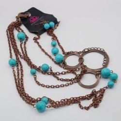 Paparazzi  Copper and Faux Turquoise Necklace and Earrings