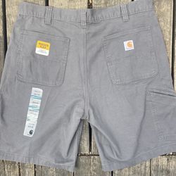 Carhartt Rugged Flex Rigby Relaxed Fit Canvas Shorts Gray Size 38x10