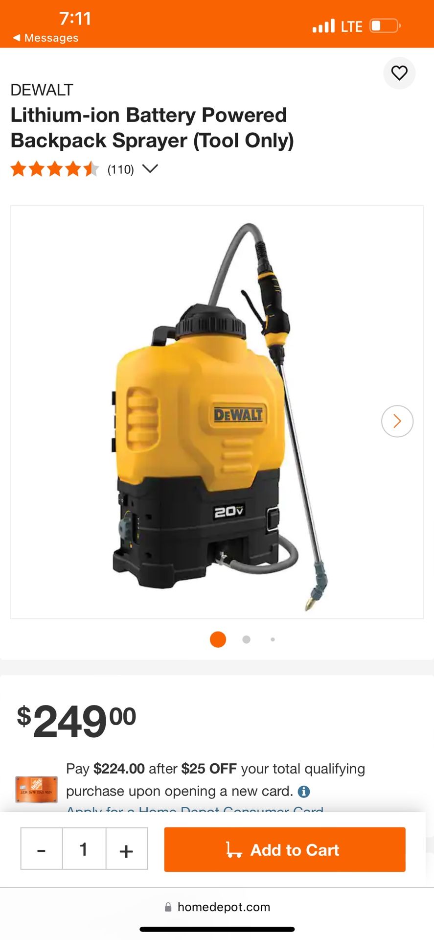 DEWALT Lithium-ion Battery Powered Backpack Sprayer (Tool Only)
