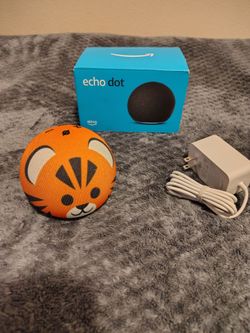 Pair of Amazon Echo Dot (4th Gen) - KIDS Edition - TIGER Design (With Boxes & Cords)