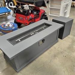 New Outdoor Propane Fire Pit Table with tank cover for Patio 56 Inch Concrete Fire Pit Table