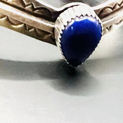 Sterling Silver Navajo Bracelet With Lapis Stone