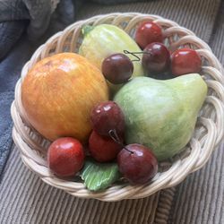 Ceramic Bowl Of Painted Fruit