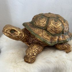 Vintage 1966 Rare Progressive Art Products Calk Ware Tortoise Signed Ceramic heavy Sculpture Turtle Collectible Statue Artist Garden Centerpiece LUCKY