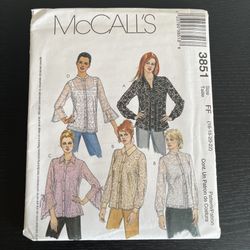 McCalls Sewing Pattern 3851 Size 16 - 22 Shirt Camisoles 2002