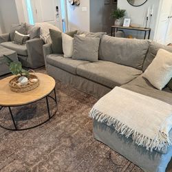 Four Seasons Sectional Sofa + Oversized Chair & Ottoman – Washable slipcovers