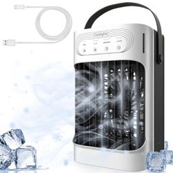 New in box Portable Air Conditioners 800ml Water Tank 7Color Night Light 3Speeds 3Level Humidify 2-8H Timer Quiet and Powerful USB Powered Mini Evapor