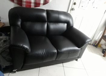 Black Synthetic Leather Couch