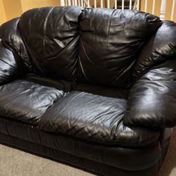 Black Leather Loveseat For Sale