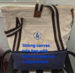 Heritage Canvas Tote Bag w/Bottom Zip Compartment