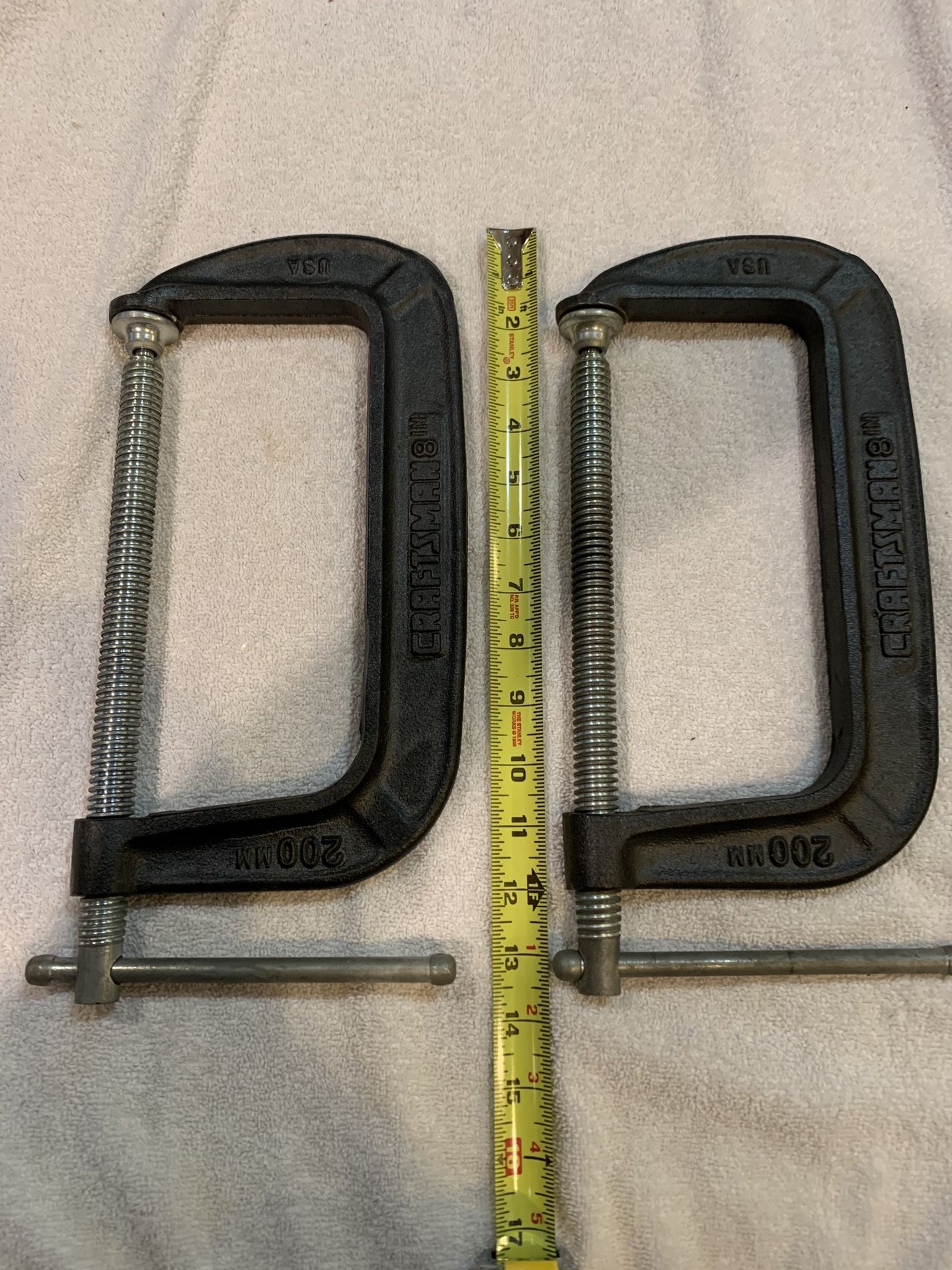 Two Craftsman USA 8 inch C clamps. Like old new stock.