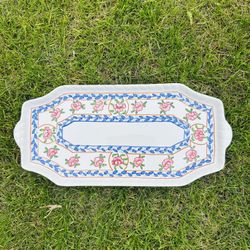 Jay Willfred Andrea Sadek Hand Painted 14" Ceramic Oblong Tray Platter Vintage