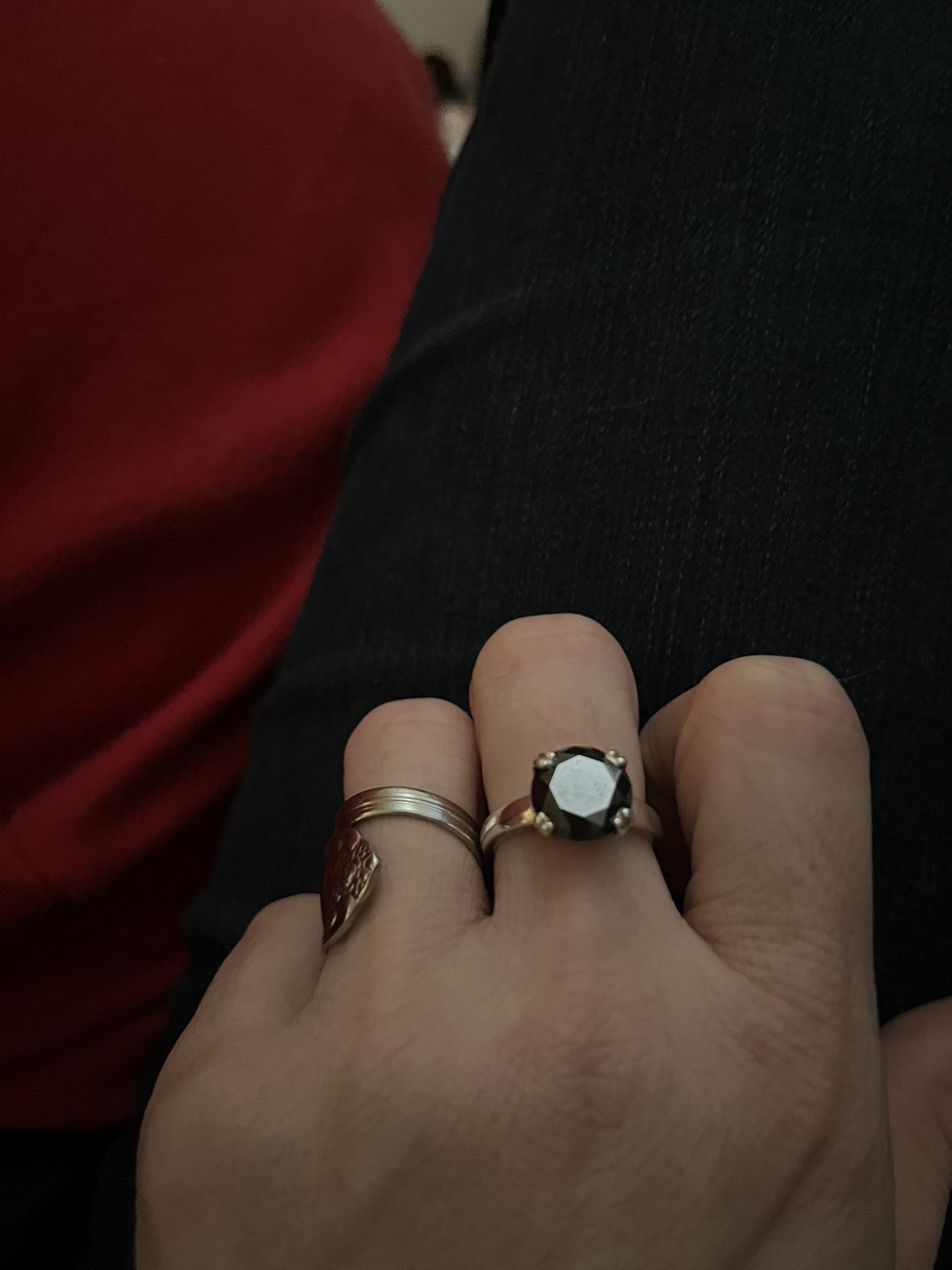 3.5c Natural Black diamond Ring & 3c Earrings