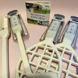 Nintendo Wii Sports Game. 2 Tennis Rackets. 2 Golf Clubs.