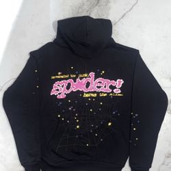 Spider Hoodie With Pink Lettering 