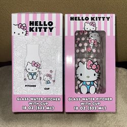 Hello kitty Glass Water Pitcher W/ Cup 