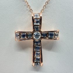 Rose Gold Crystal Cross Necklace - Elegant Statement Jewelry Gift
