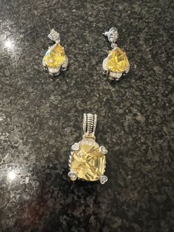 Citrine Swarovski Crystal Pendant and Earrings