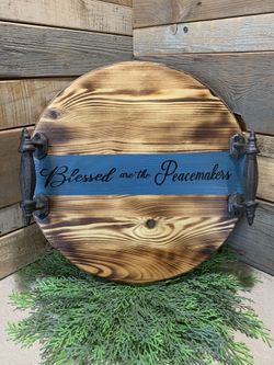 15” Round Wood Serving try with Hardware