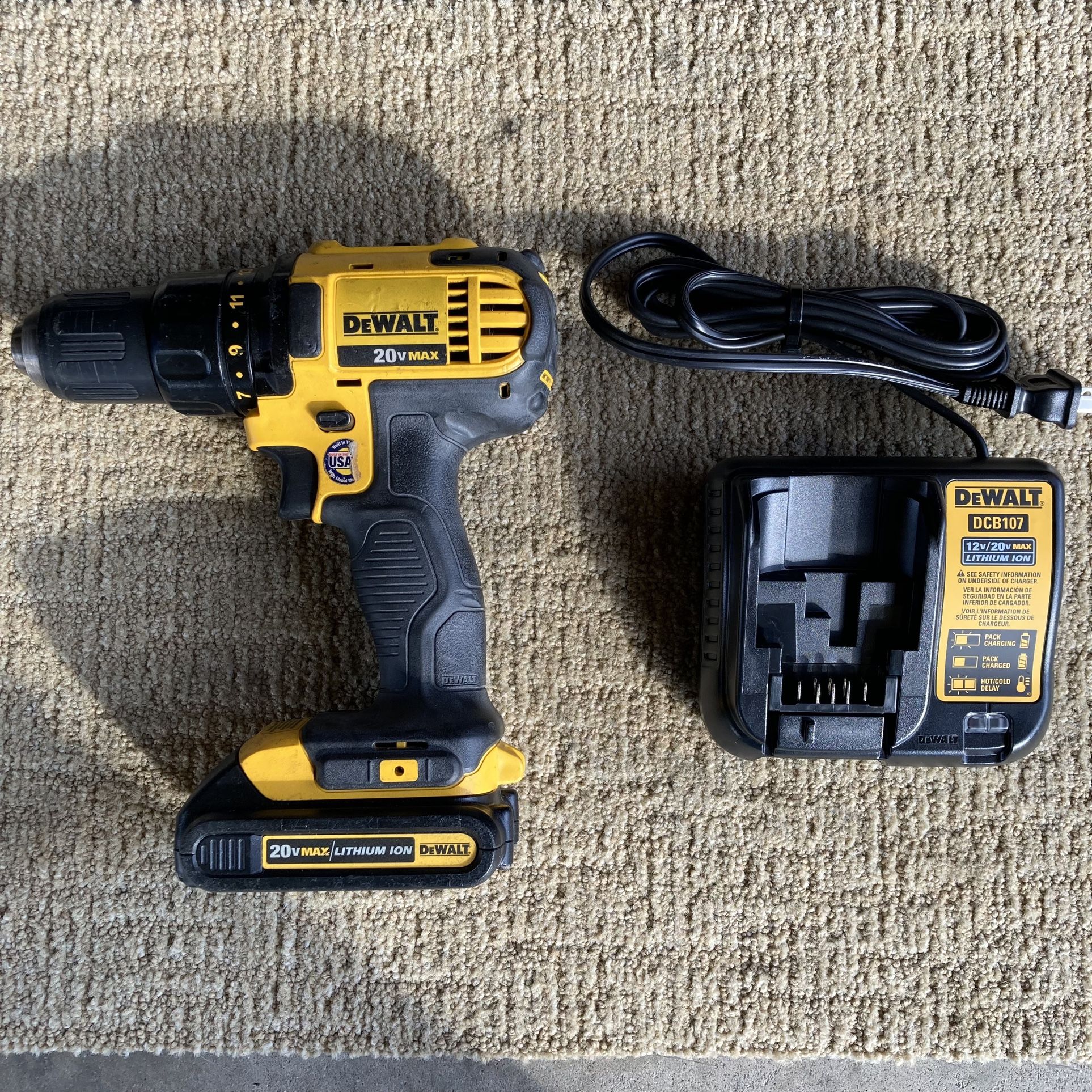 Dewalt Cordless Drill Driver W Battery And Battery Charger