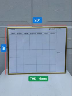 Pembrook Golden Aluminum Frame Calendar Whiteboard