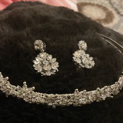 Wedding  Head Band with rhinestone earrings