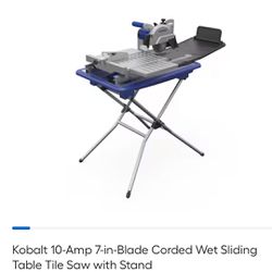Kobalt Wet Sliding Table Tile Saw 7” Blade