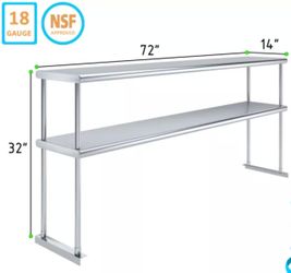 NEW 72x14 Double Over Shelf Stainless Steel 2 Tier NSF Storage #4171