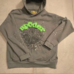 Grey And Green Spider Hoodie  Mens M