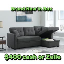 L Shape Couch 🛋️ Brand New In Box 📦 With Storage Underneath ✅ Pull Out Bed ✅ Reversible L ✅