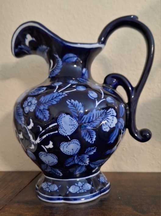 Porcelain Blue & White Pitcher , Displayed