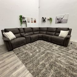 Gray Sectional Recliner Couch - Free Delivery