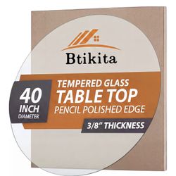 TEMPERED GLASS TABLE TOP PENCIL POLISHED EDGE 40”