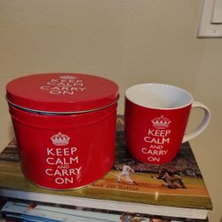 "Keep Calm And Carry On" Mug With Tin