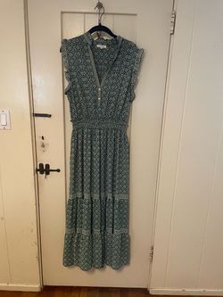 Green Floral Max Studio Print Midi Dress