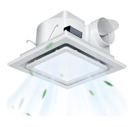 Gopper 11.8" Ultra Quiet Bathroom Fan w/LED Light, 1.0 Sone 141CFM 9.6x9.6 Mount (12in Classic No Light)