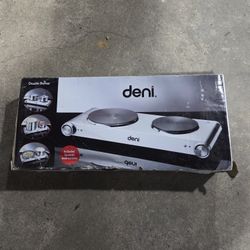 Deni - Double Burner - 1440W 2-Burner 7.5 in. Silver Electric Hot Plate