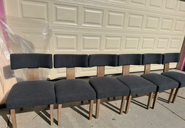 Set of 5 Dark Gray Upholstered Dining Chairs