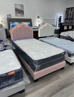New twin bed frame with mattress