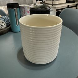 Large Ceramic Utensil Holder Or Succulent Pot 