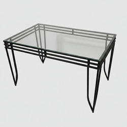 Metal frame glass table