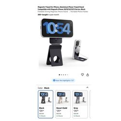 Brand new Magnetic Tripod for iPhone, Aluminium Phone Tripod Stand Compatible with Magsafe iPhone 16/15/14/13/12 Series, Black  Whitestone/Flushing, Q