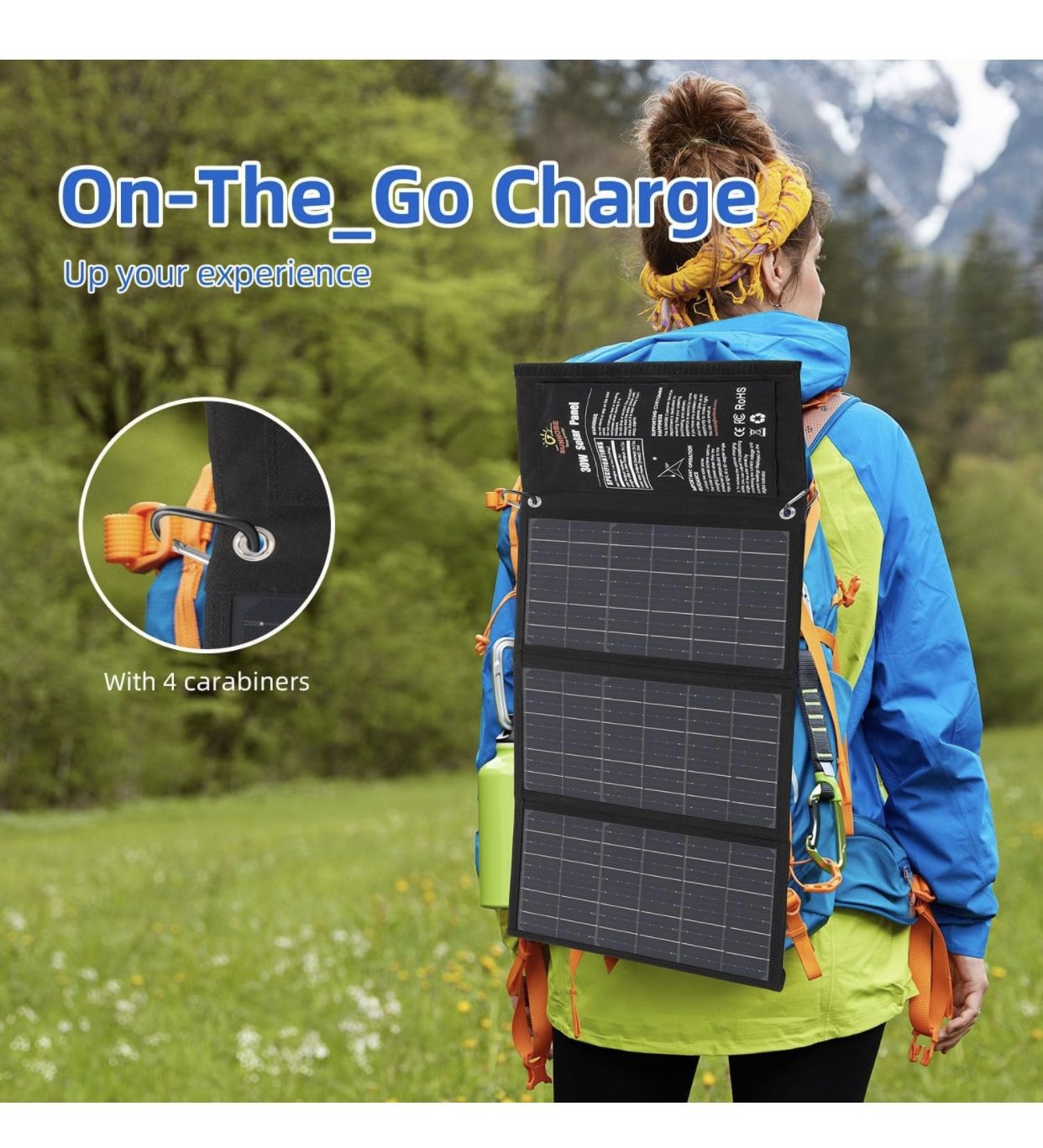 Foldable 2 USB-A Solar Panel Charger for Camping&Hiking, IP65 Waterproof, Compatible with iPhone 14/13/12/11/XS/XS Max/XR/X/8/7, iPad, Samsung G