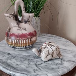 $60 Navajo Horse Hair Wedding Vase 8" Tall and Turtle. Both in Fantastic Condition. Both $60.  
