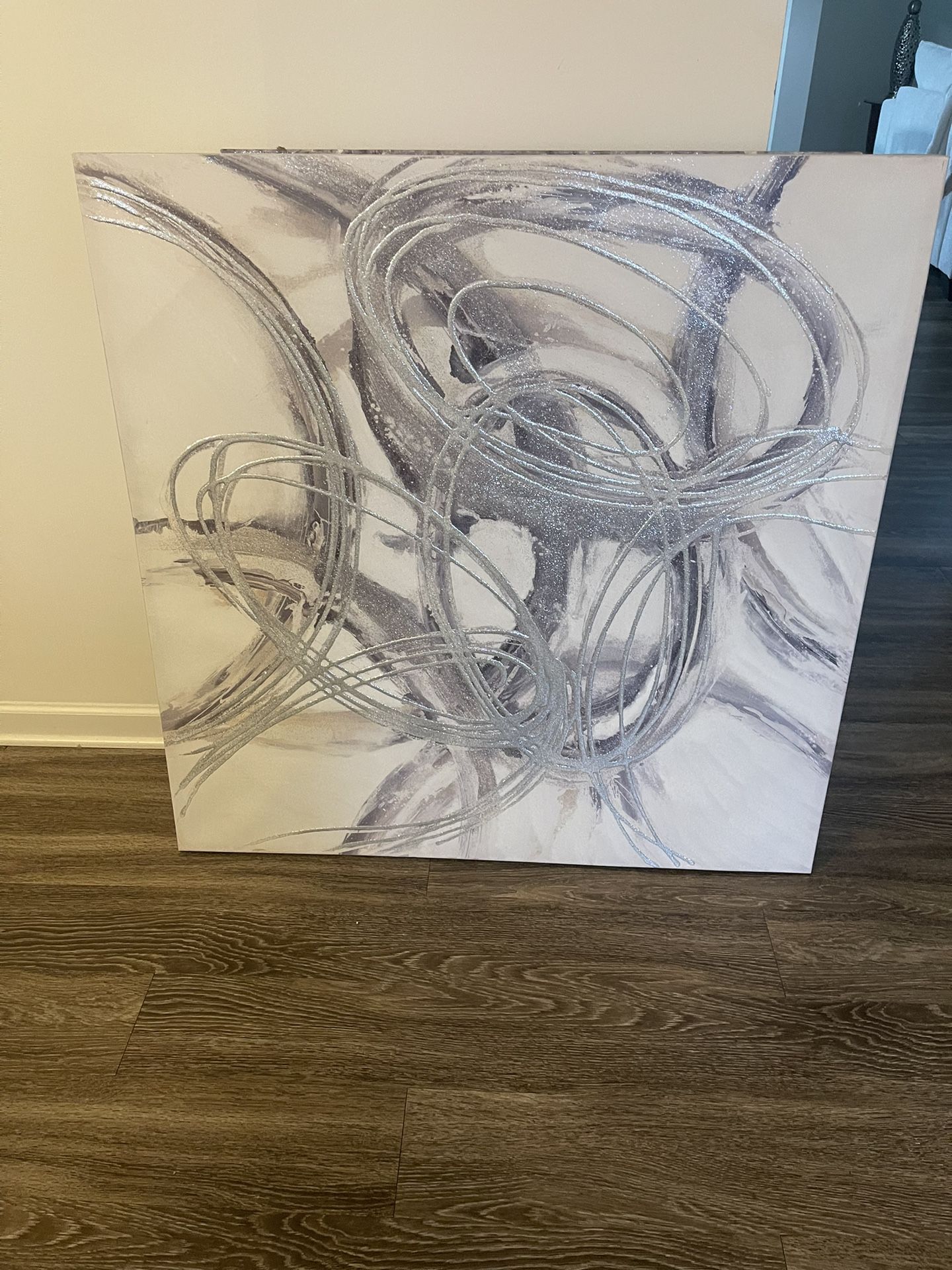White And Silver Sparkle Canvas